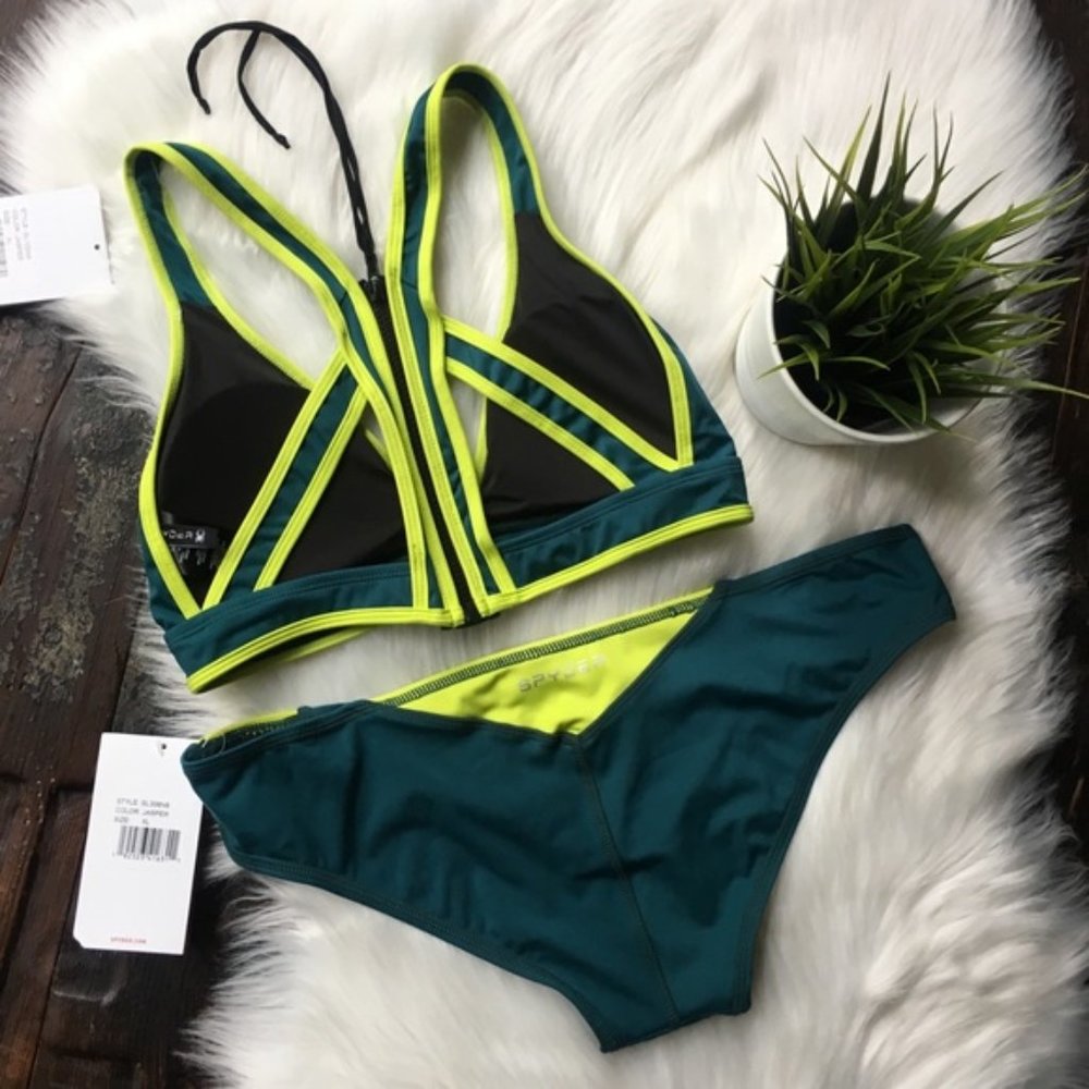 SPYDER 2 Piece Bikini Zip Top & Bottom LARGE NWT - Picture 6 of 16